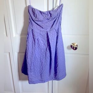 J.CREW 100% Cotton Lorelei Embossed Deco Dot Lilac Lavender Strapless Dress Sz 6